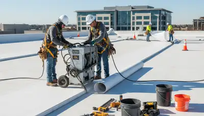 Commercial roofing on Aurora, CO property by FX Remodeling & Exteriors
