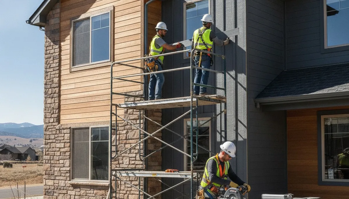 Vinyl siding installation by Aurora, CO siding contractor for residential exterior upgrade